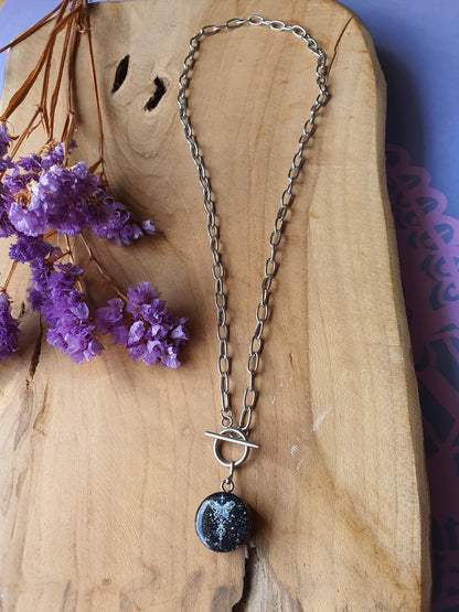 Cinsis Orgonite mix: orgonite Hanger 2 in 1 + RVS Zilver ketting nr 3007