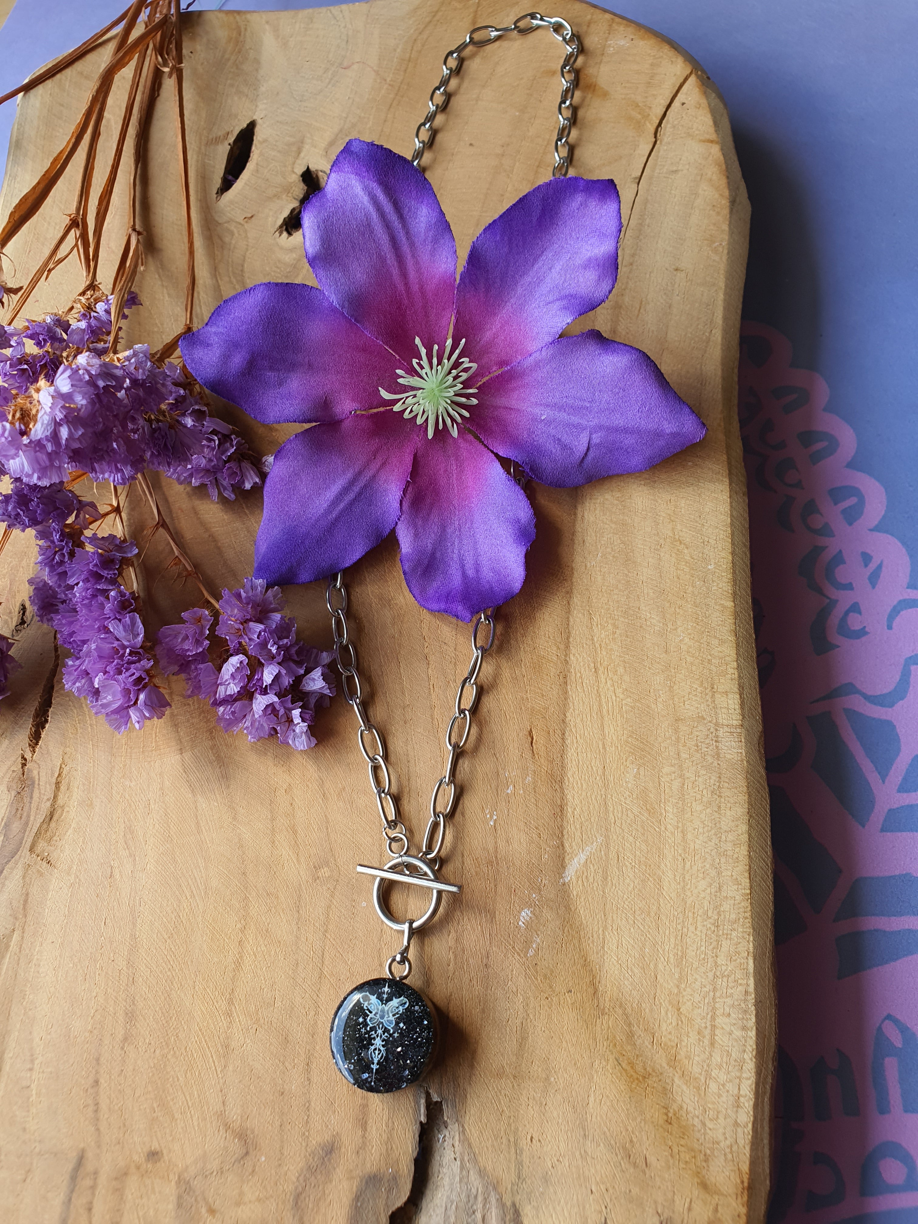 Cinsis Orgonite mix: orgonite Hanger 2 in 1 + RVS Zilver ketting nr 3007