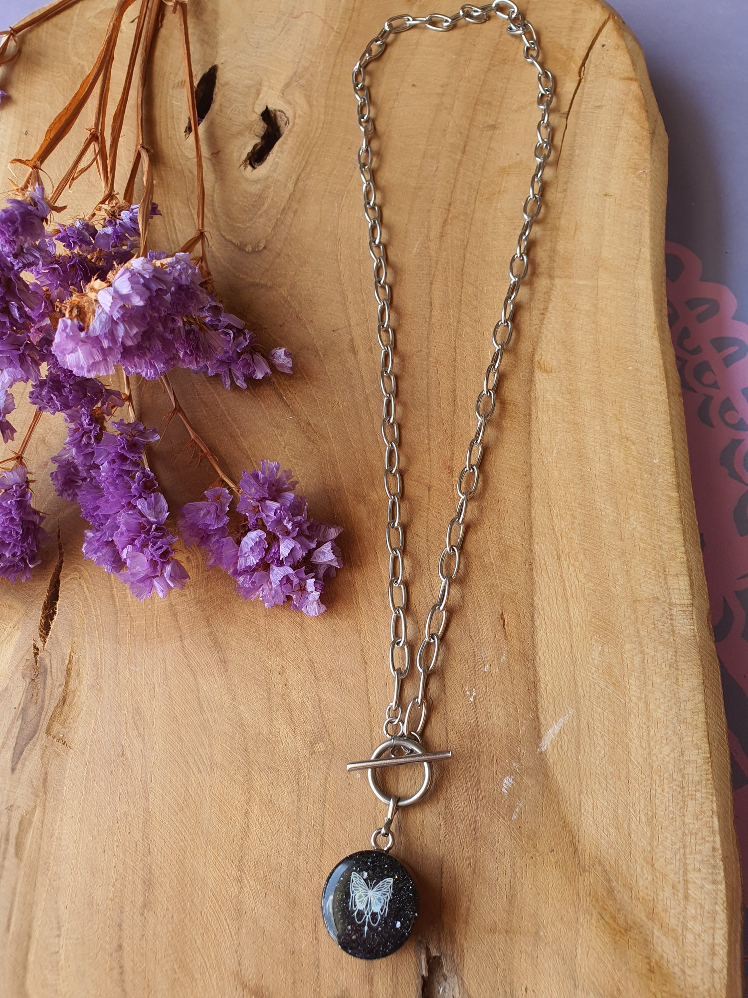 Cinsis Orgonite mix: orgonite Hanger 2 in 1 + RVS Zilver ketting nr 3012