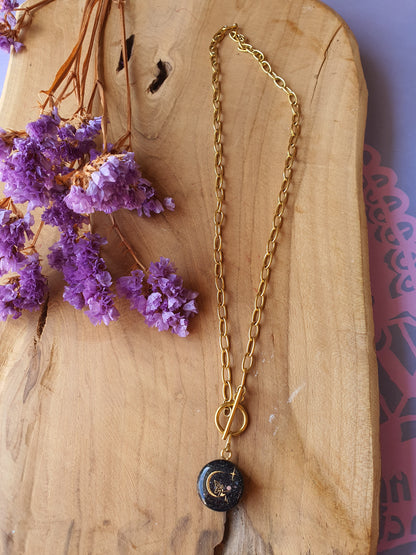 Cinsis Orgonite mix: orgonite Hanger 2 in 1 + RVS Goud ketting nr 3009