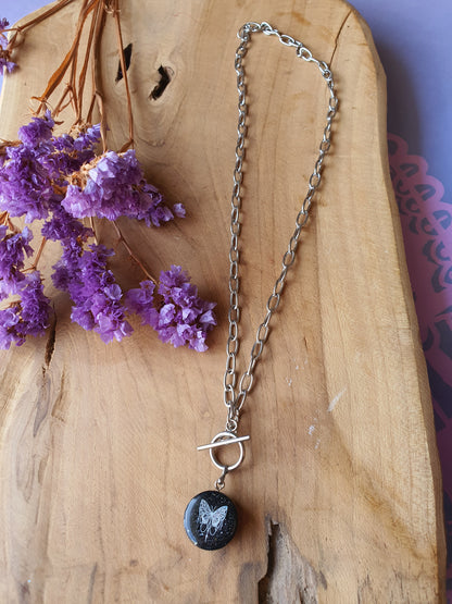 Cinsis Orgonite mix: orgonite Hanger 2 in 1 + RVS Zilver ketting nr 3006