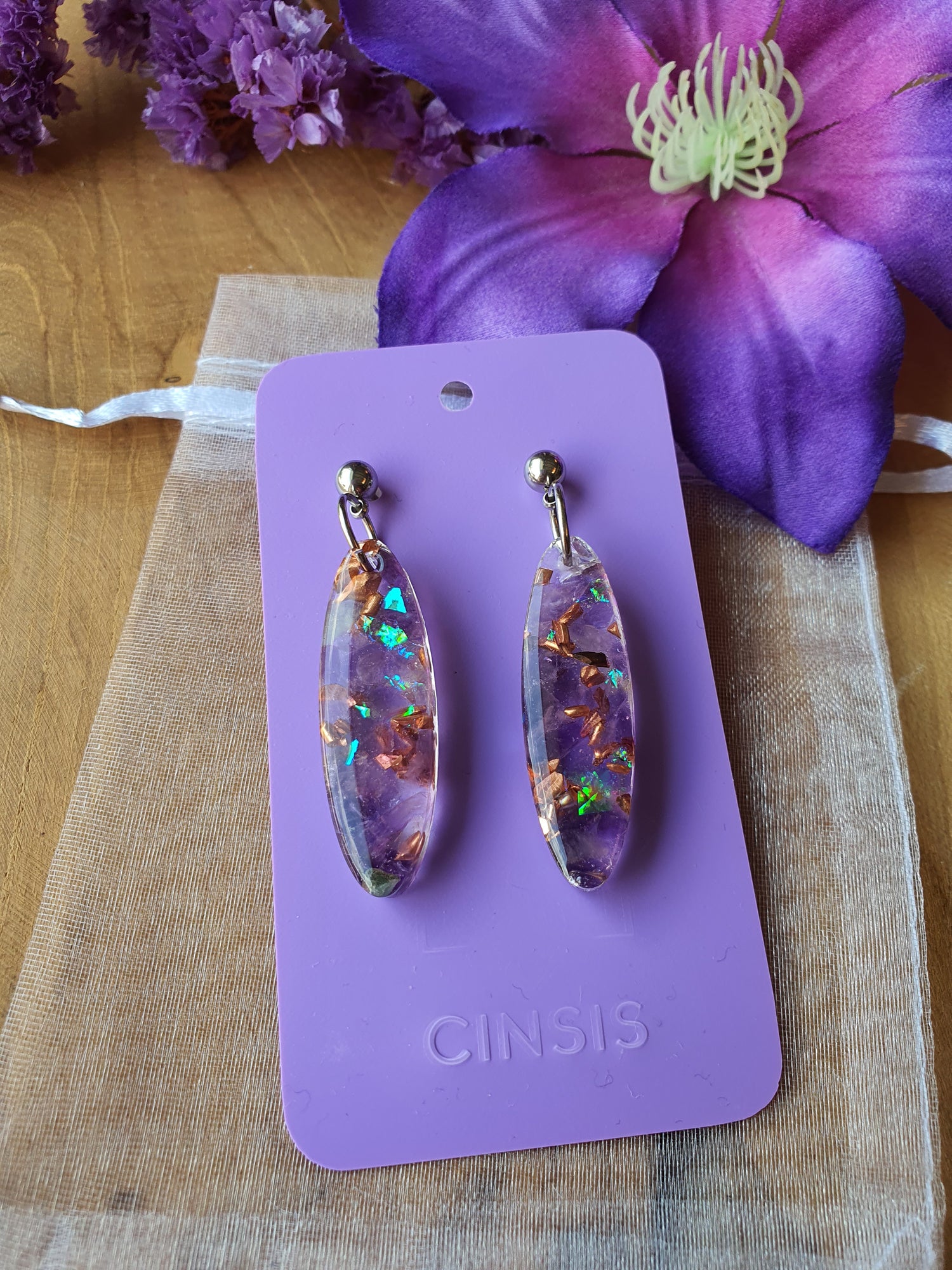 Orgonite Oorbellen Amethist (nr 16)