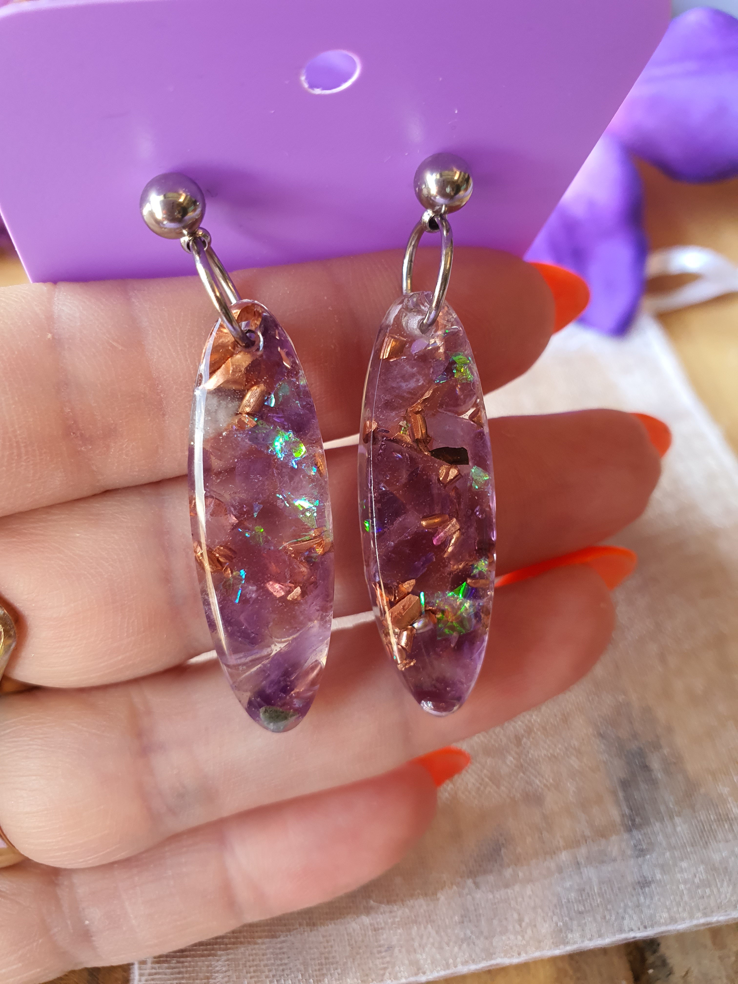 Orgonite Oorbellen Amethist (nr 16)