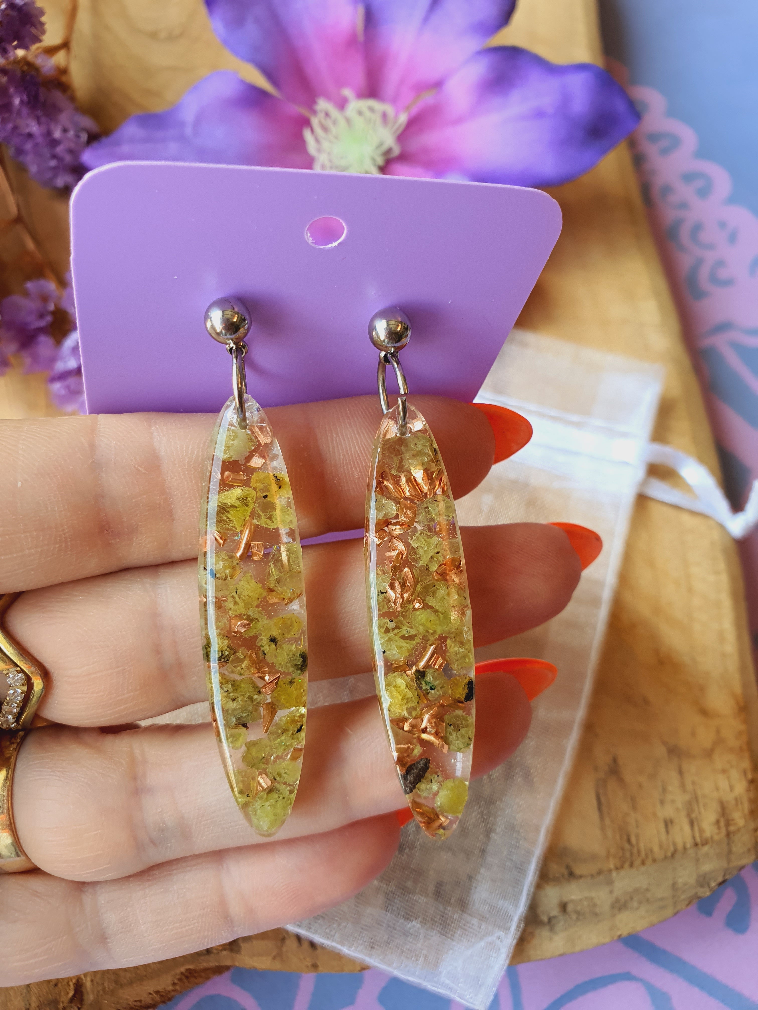 Orgonite Oorbellen Peridoot (Nr 14)