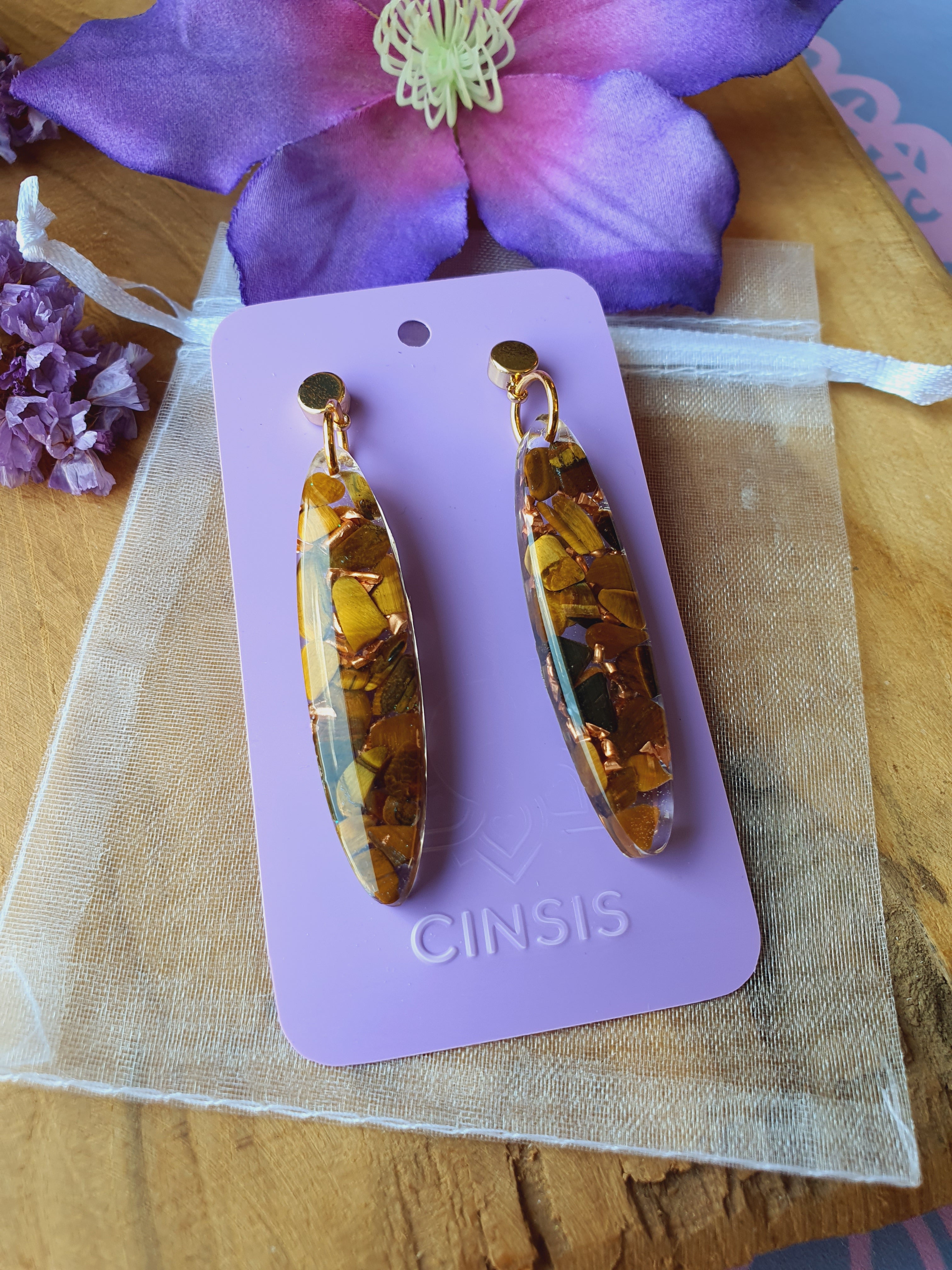 Orgonite Oorbellen Tijgeroog (nr 15)