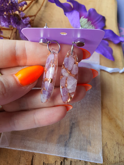 Orgonite Oorbellen Lepidoliet (nr 17)