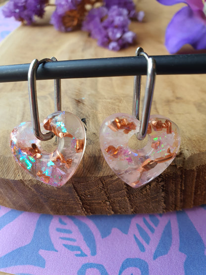 Orgonite Oorbellen Rozenkwarts (nr 19)