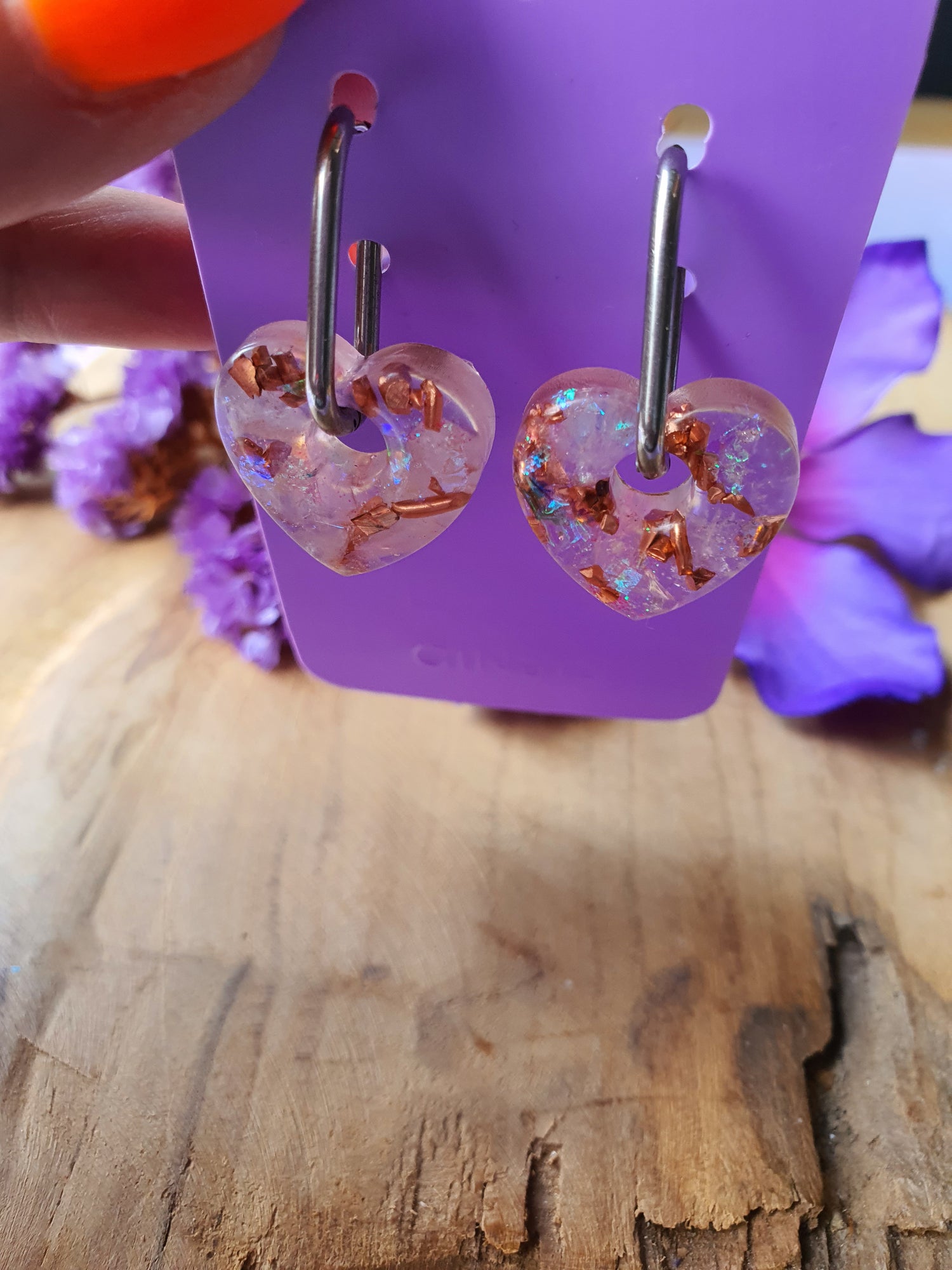 Orgonite Oorbellen Rozenkwarts (nr 19)