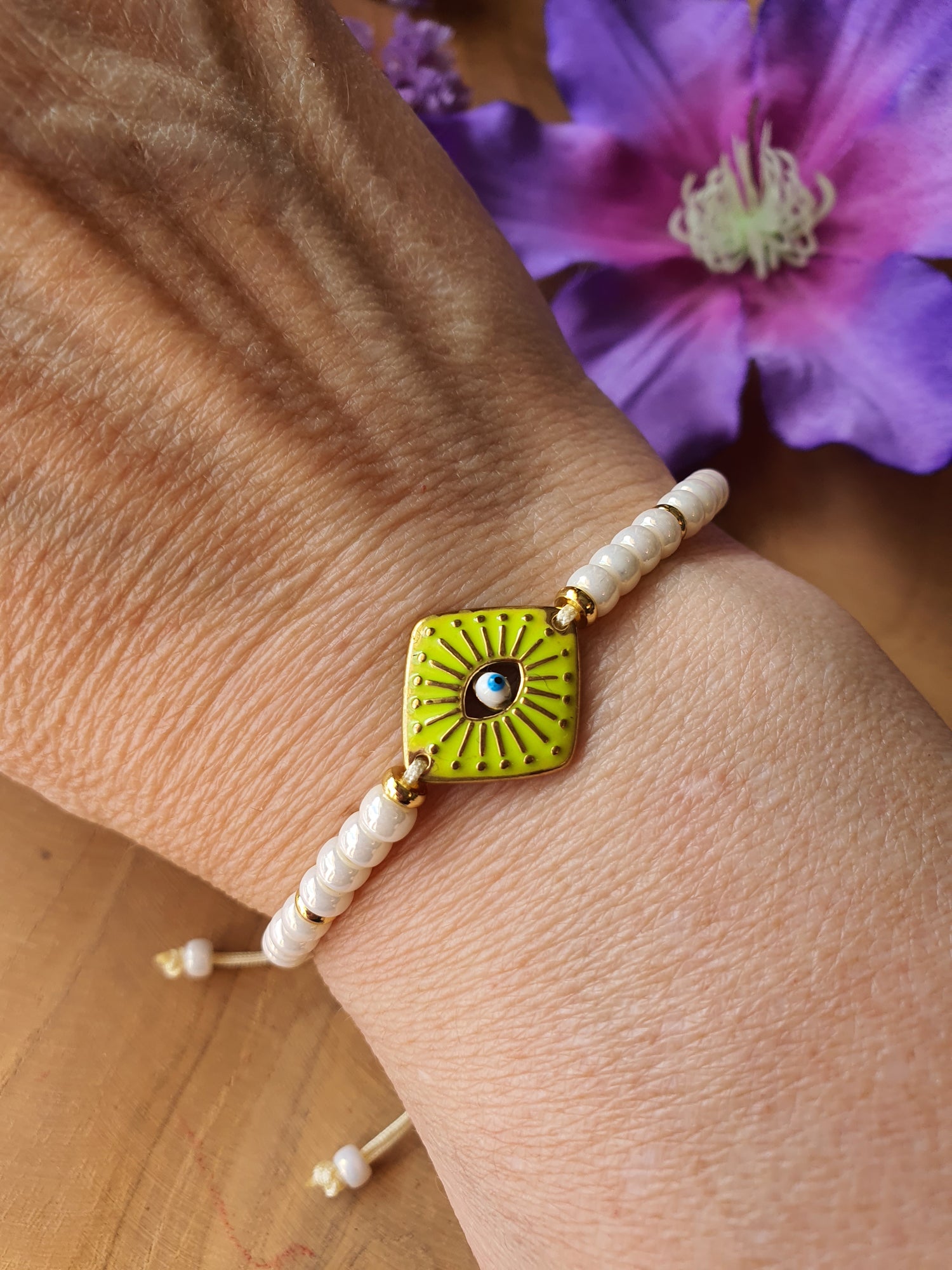 Evil Eye Armband RVS / miyuki (verschillende kleuren)