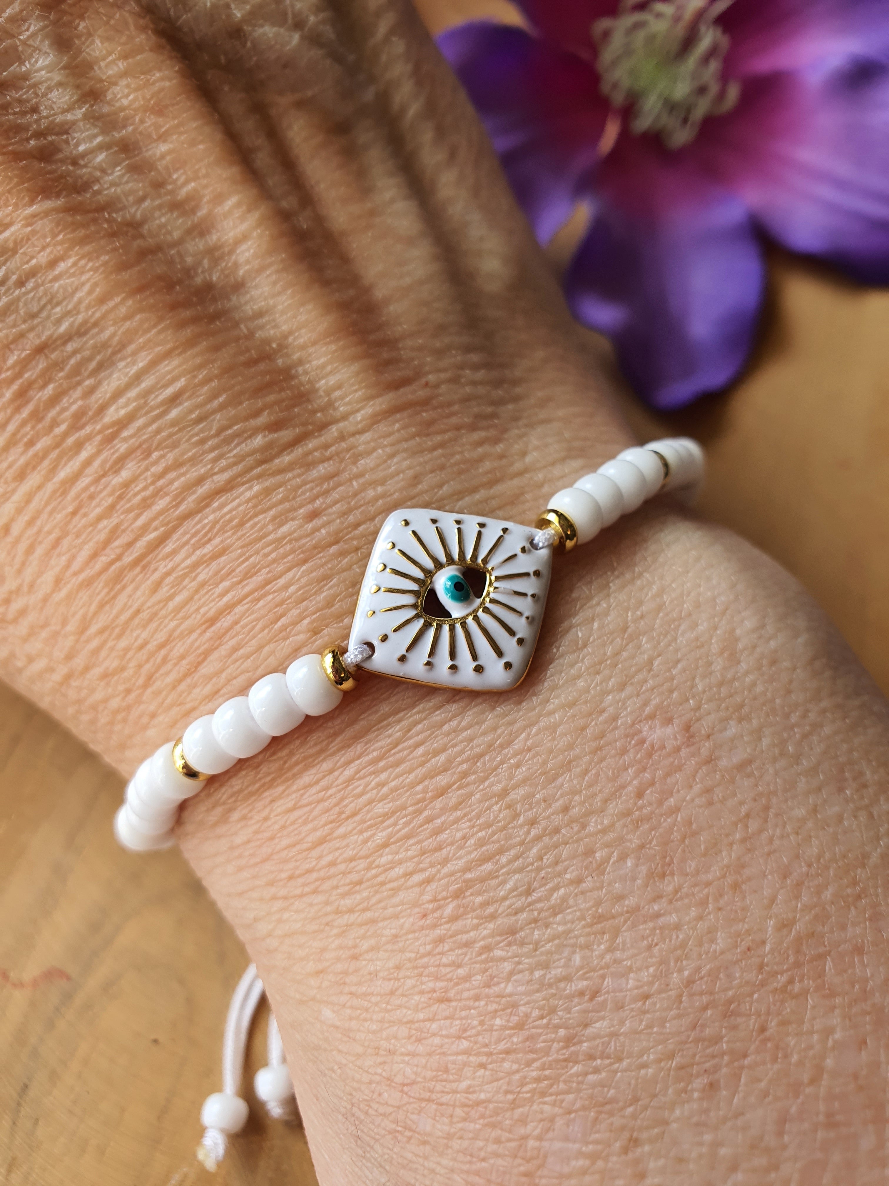 Evil Eye Armband RVS / miyuki (verschillende kleuren)