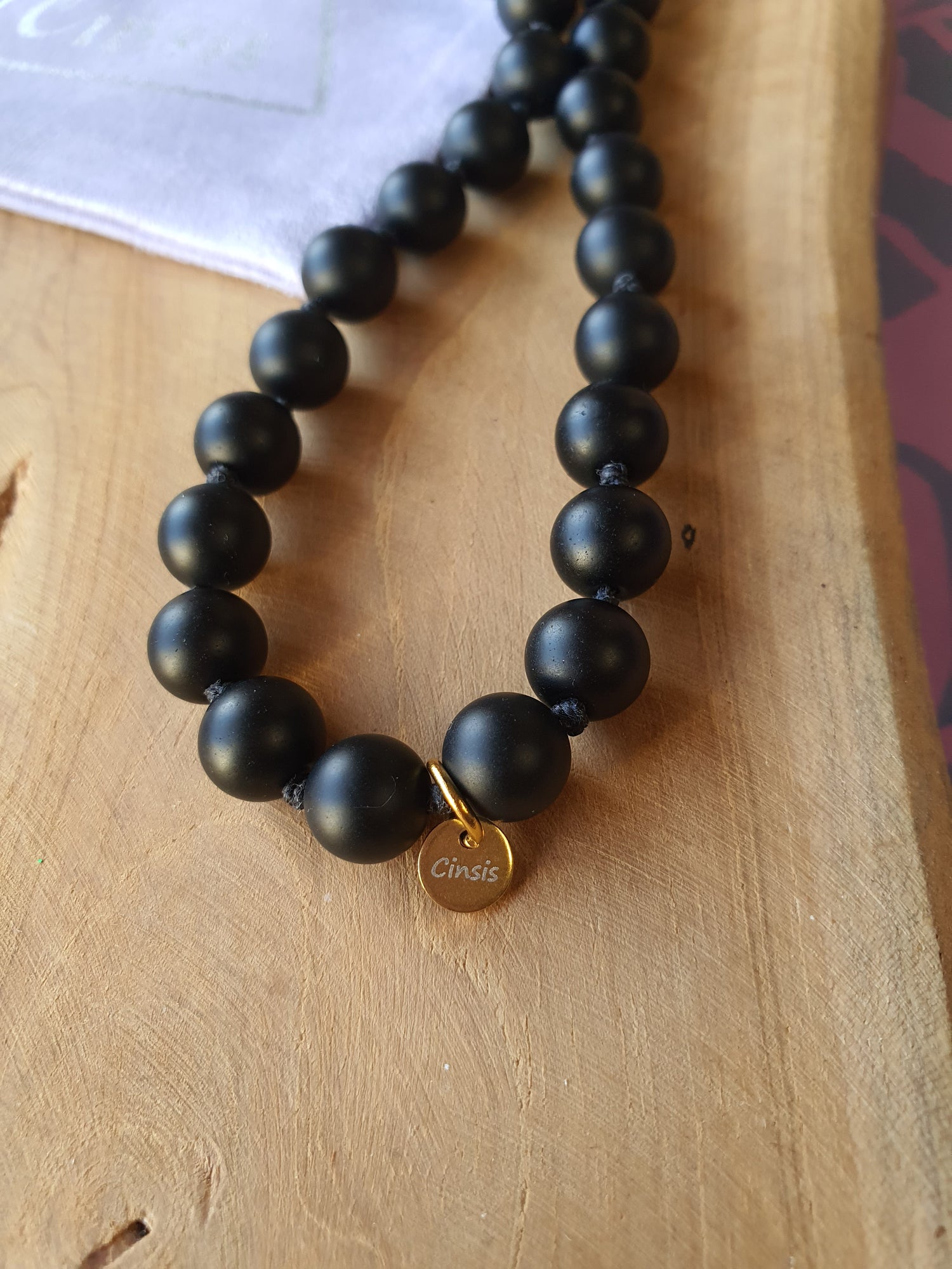 Edelstenen Mala Onyx met Carneool (matte kralen)