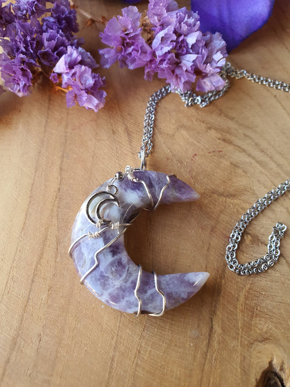 Wire Wrapped Amethist Maan hanger