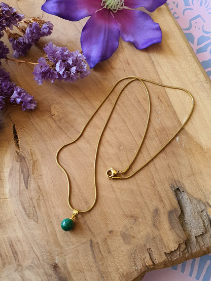 Malachiet Hanger klein met 925 Zilveren/14k verguld goud Oogje