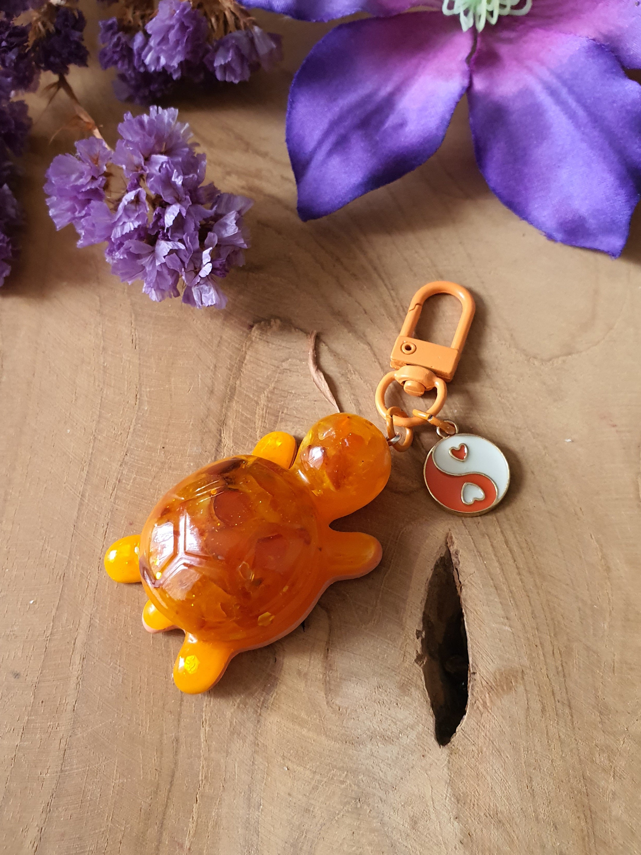 Carneool met Bergkristal sleutelhanger Schilpad