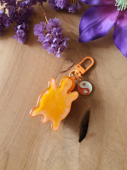 Carneool met Bergkristal sleutelhanger Schilpad