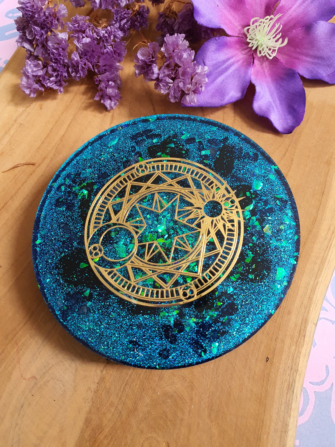 Orgonite Oplaadschijf Shungiet met Celestial Symbool