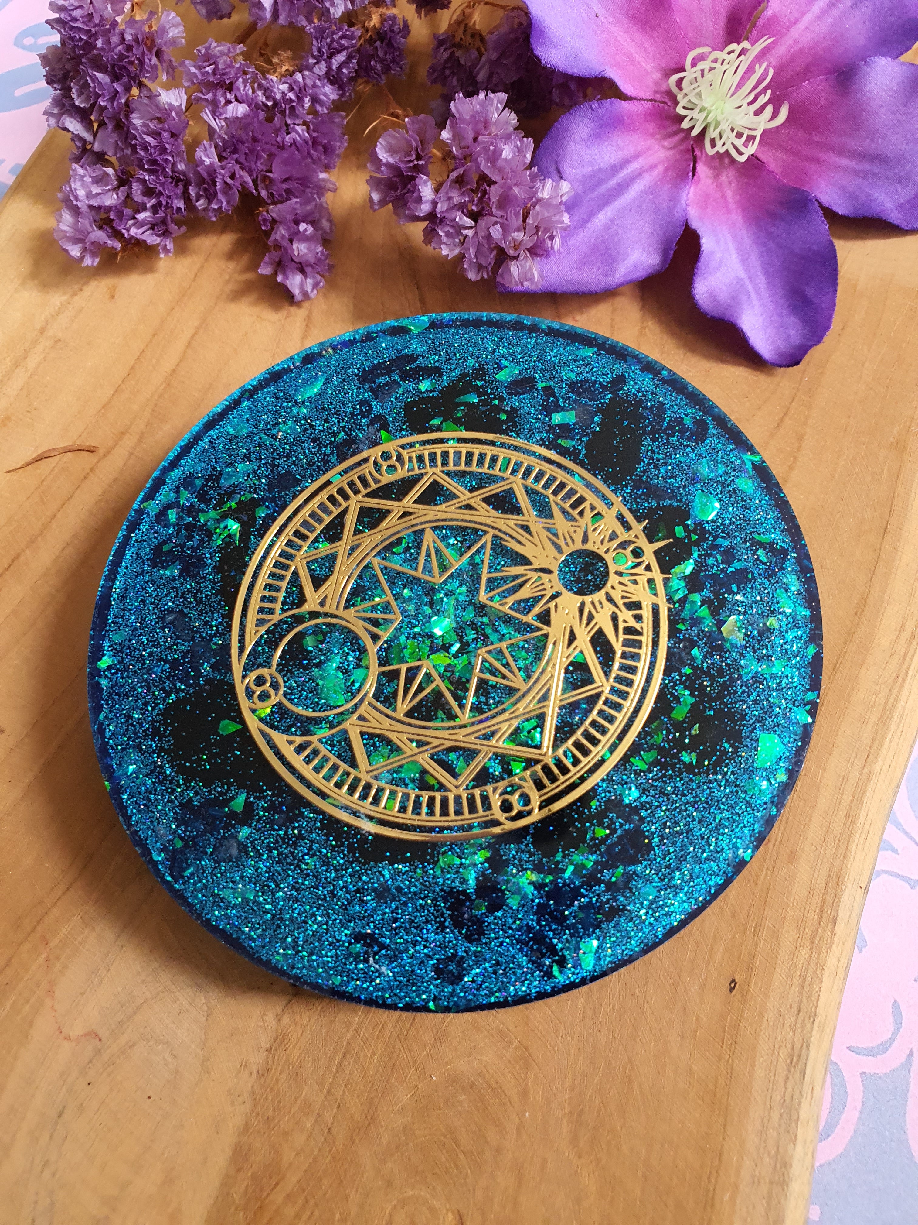 Orgonite Oplaadschijf Shungiet met Celestial Symbool