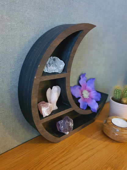 Wassende Maan Kastje Kristallen houder Hout Plank klein model