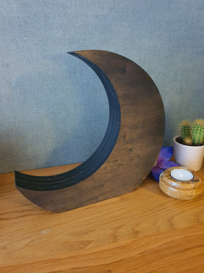 Wassende Maan Kastje Kristallen houder Hout Plank klein model