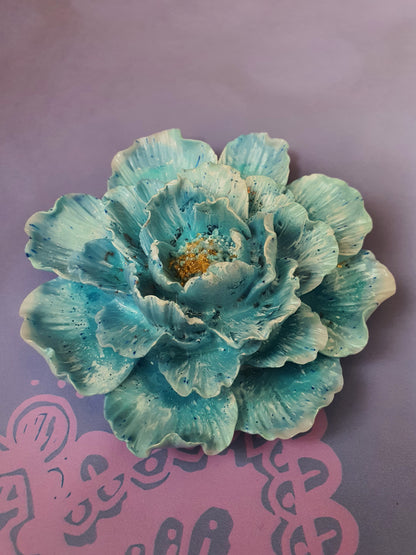 Rozenkwarts Orgonite Wandbloem blauw (nr 5)