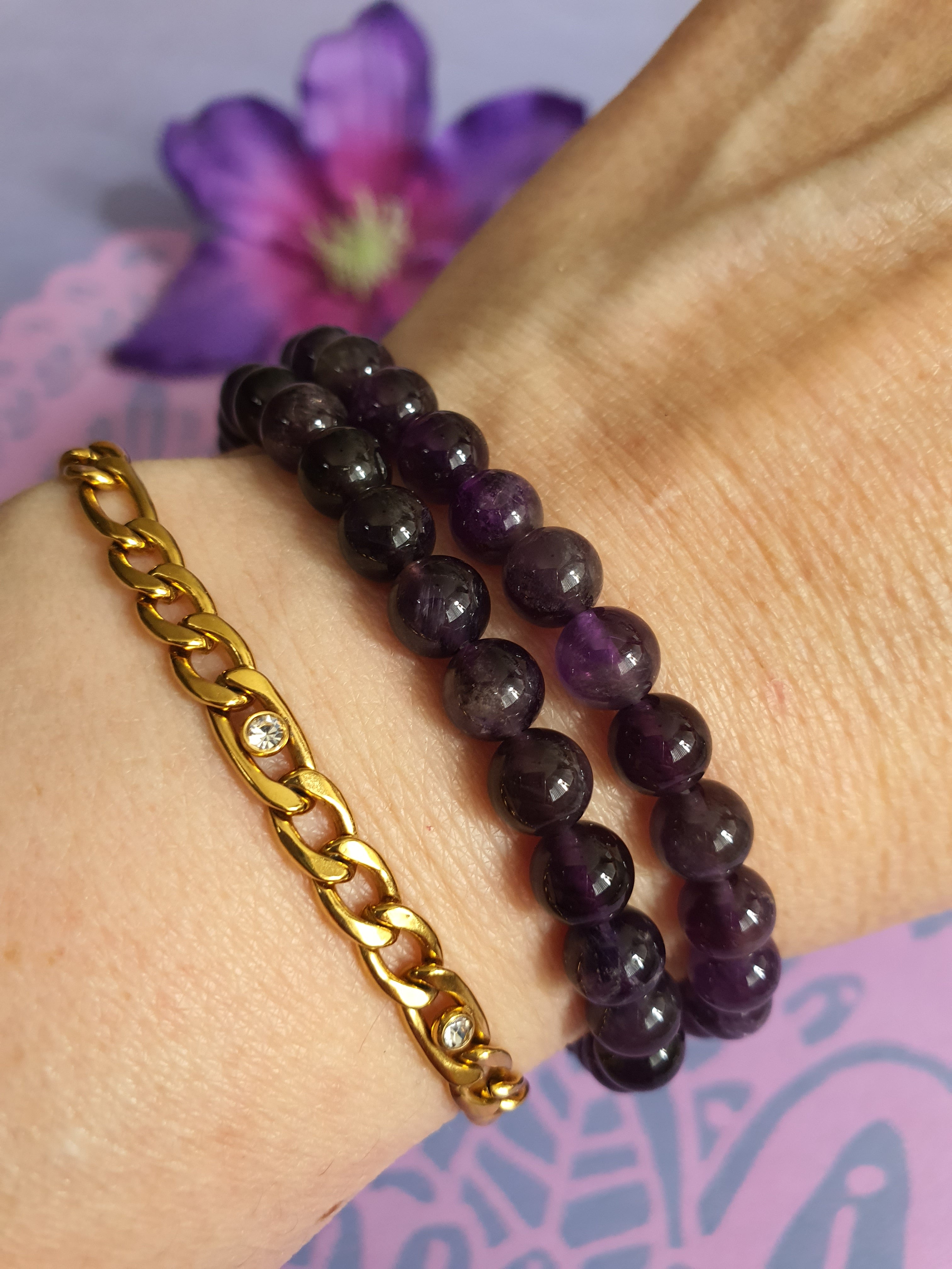 Edelsteen Kogel Armband Shungiet 6mm
