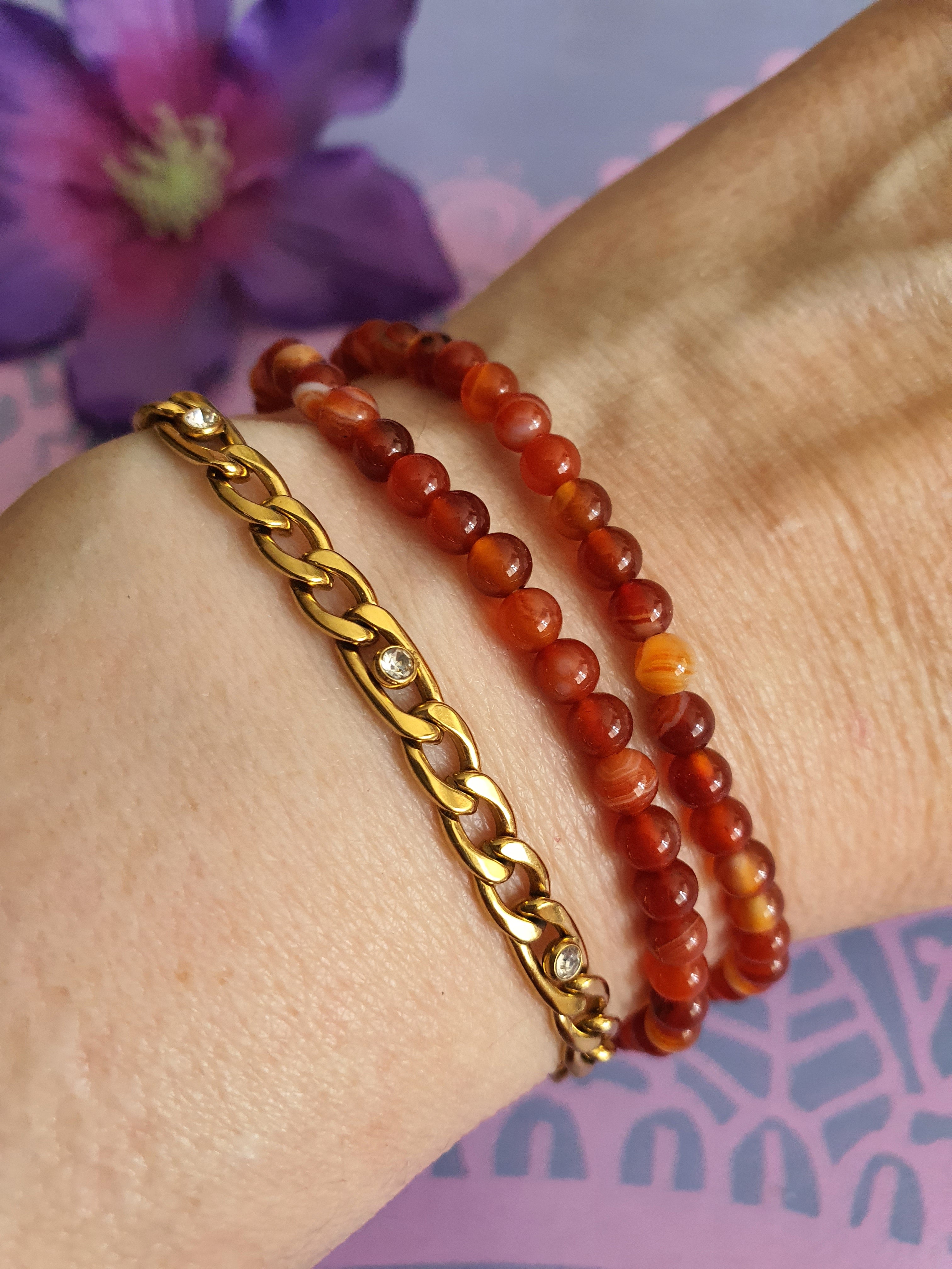 Edelsteen Kogel Armband Carneool 4 mm