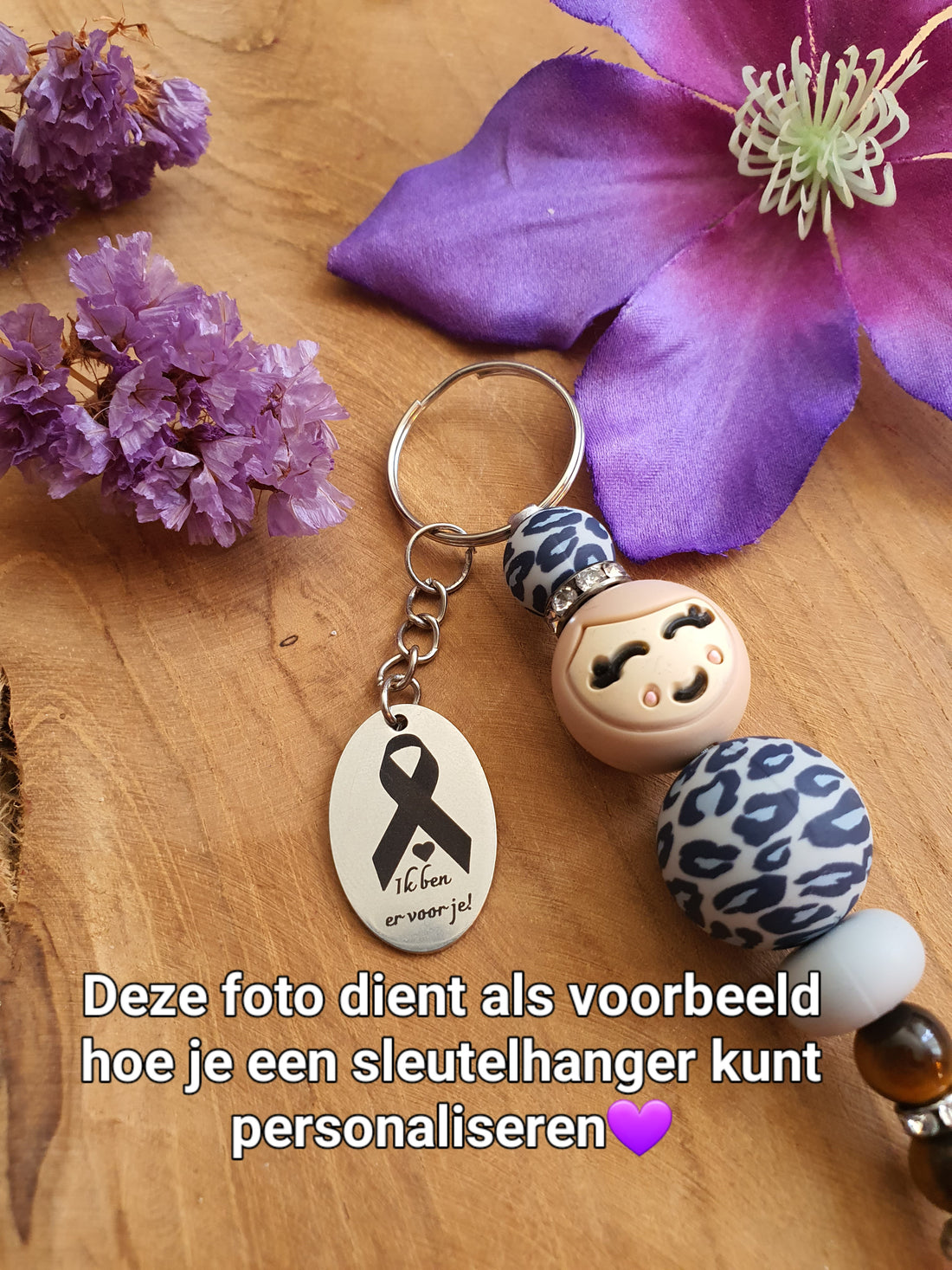 Sleutelhanger of tassenhanger met gelukspoppetje meisje Rozenkwarts hart (17)
