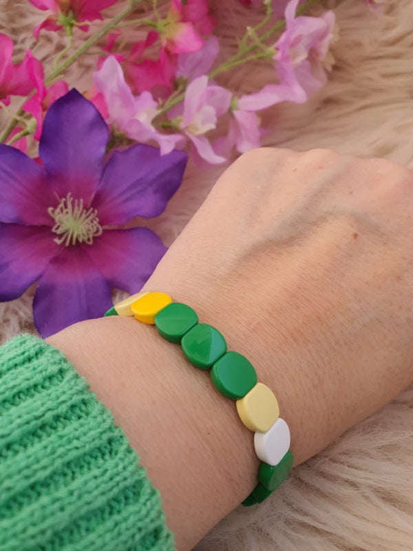 Emaille armband Groen/Geel/Wit 18-18,5cm (nr 36)