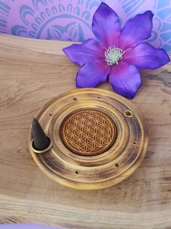 Wierook en kegeltjes brander houder Bloem des Levens / Flower of Life