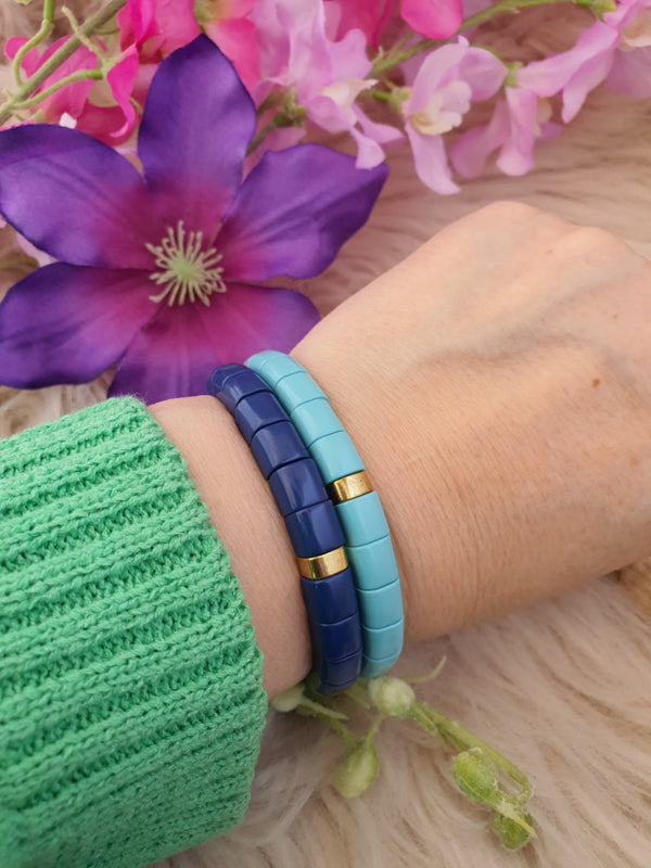 Emaille armband Licht Blauw / goud 18-18,5cm (nr 26)