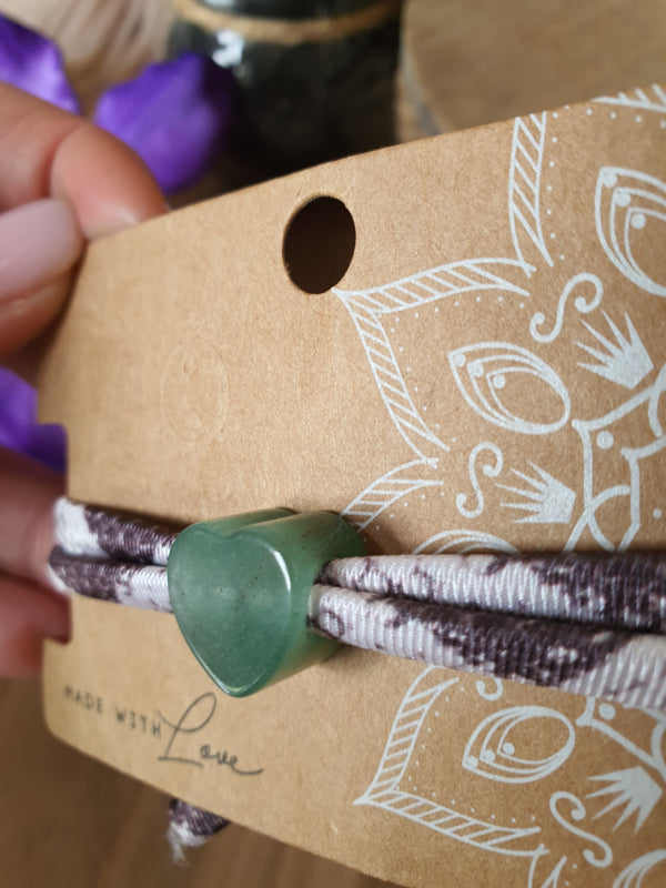 Elastische armband met edelsteen hart Groene Aventurijn