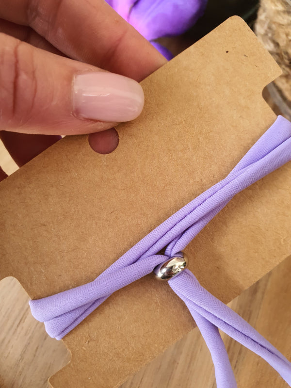 Elastische armband met edelsteen hart Amethist (nr 1)