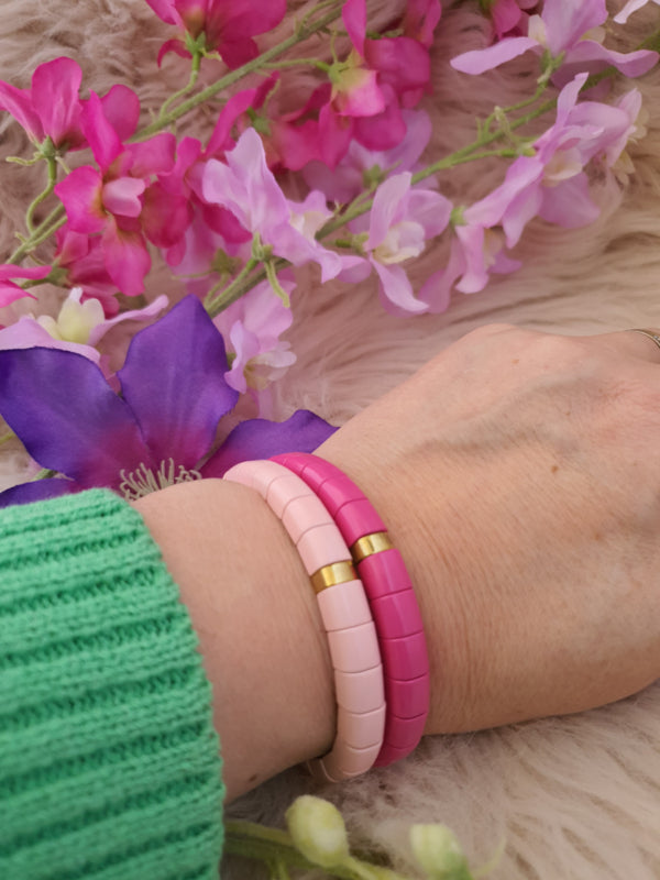 Emaille armband Licht rose / goud 18-18,5cm (nr 24)