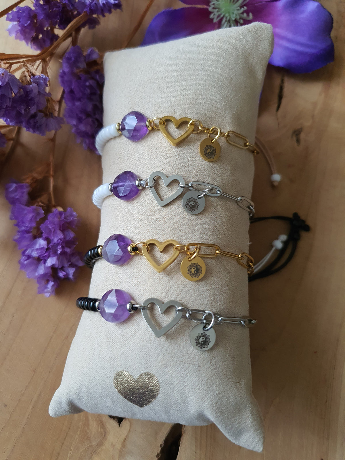 Amethist Edelsteen armband. Perfect voor Valentijnsdag / Moederdag!