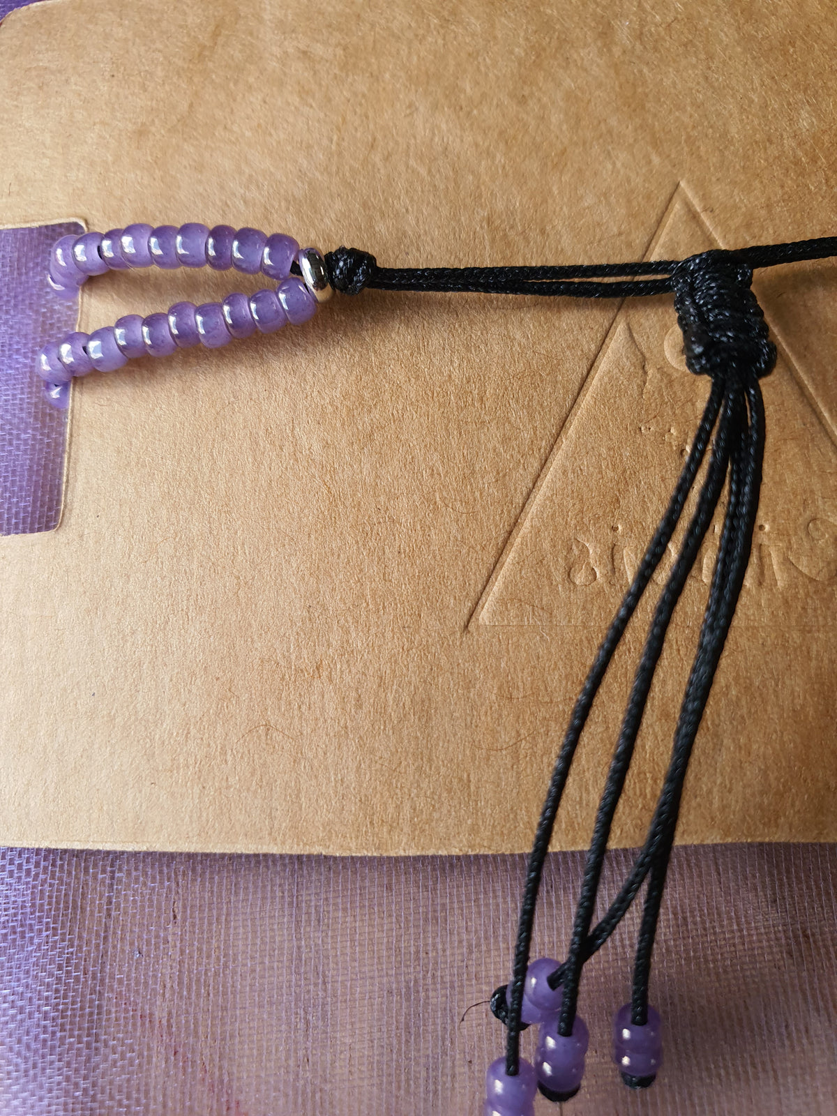 Amethist edelsteen armband handgemaakt met miyuki kralen (103) inzoom schuifknoop rvs zilver afwerking