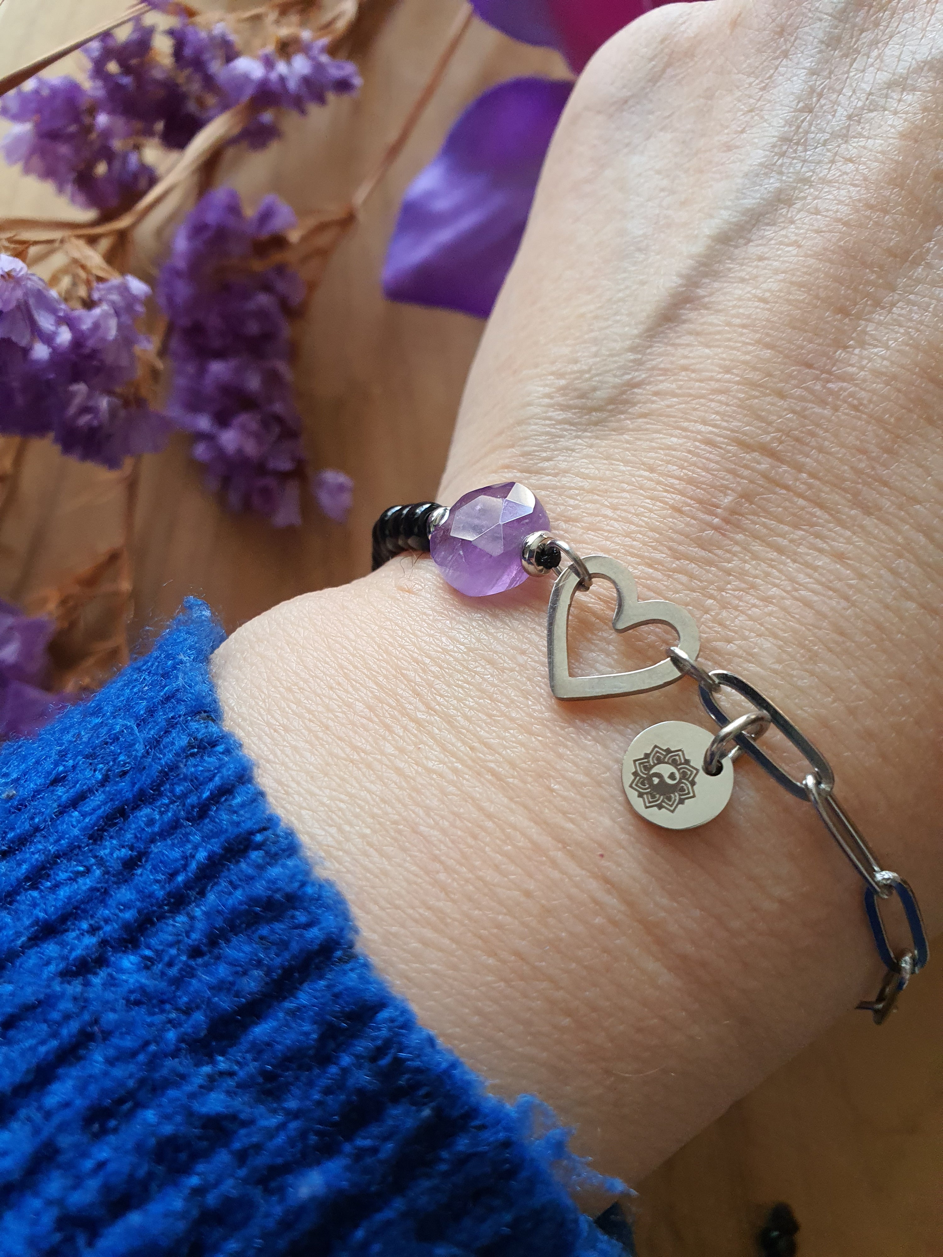 Amethist Edelsteen armband. Perfect voor Valentijnsdag / Moederdag!
