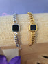Basis Schakelarmband RVS met Zwart Vierkant vlak
