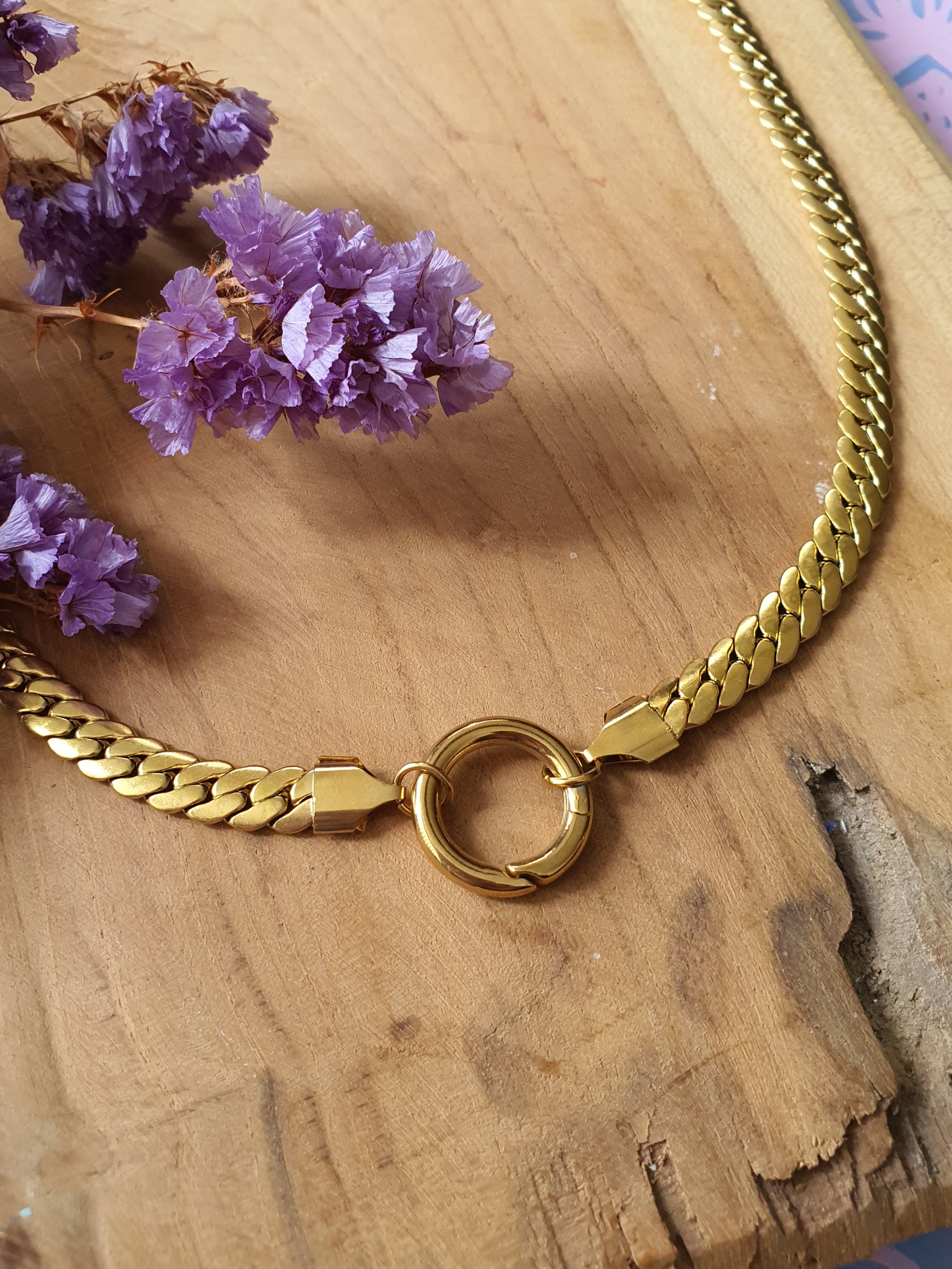 Basisketting RVS goud platte Cubaanse ketting &