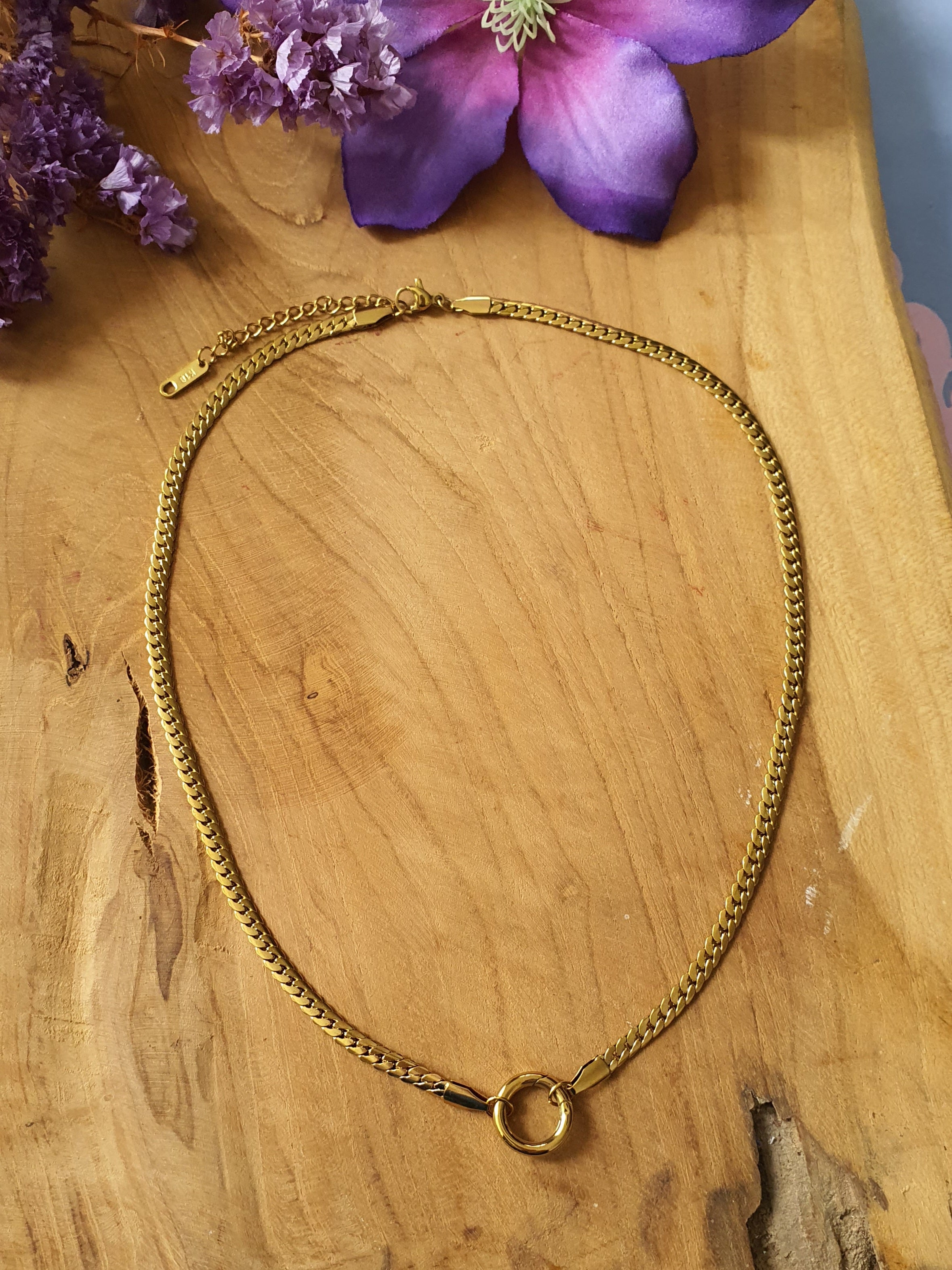 Basisketting RVS gouden platte Cubaanse ketting &
