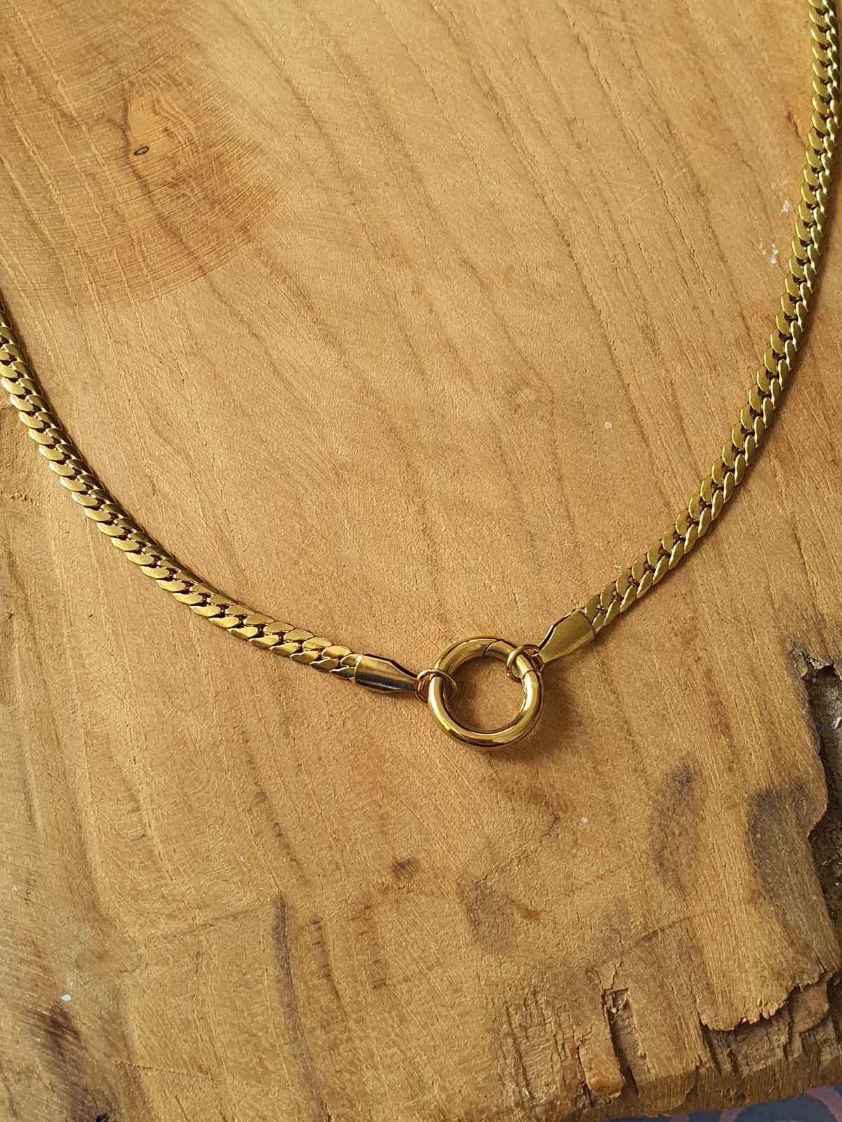 Basisketting RVS gouden platte Cubaanse ketting &