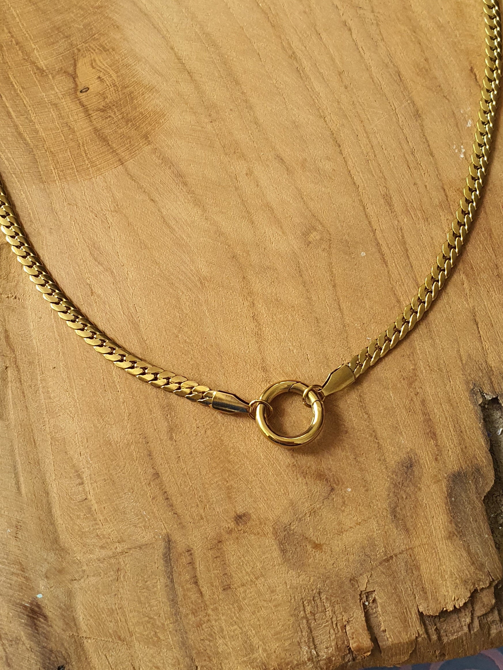 Basisketting RVS gouden platte Cubaanse ketting &