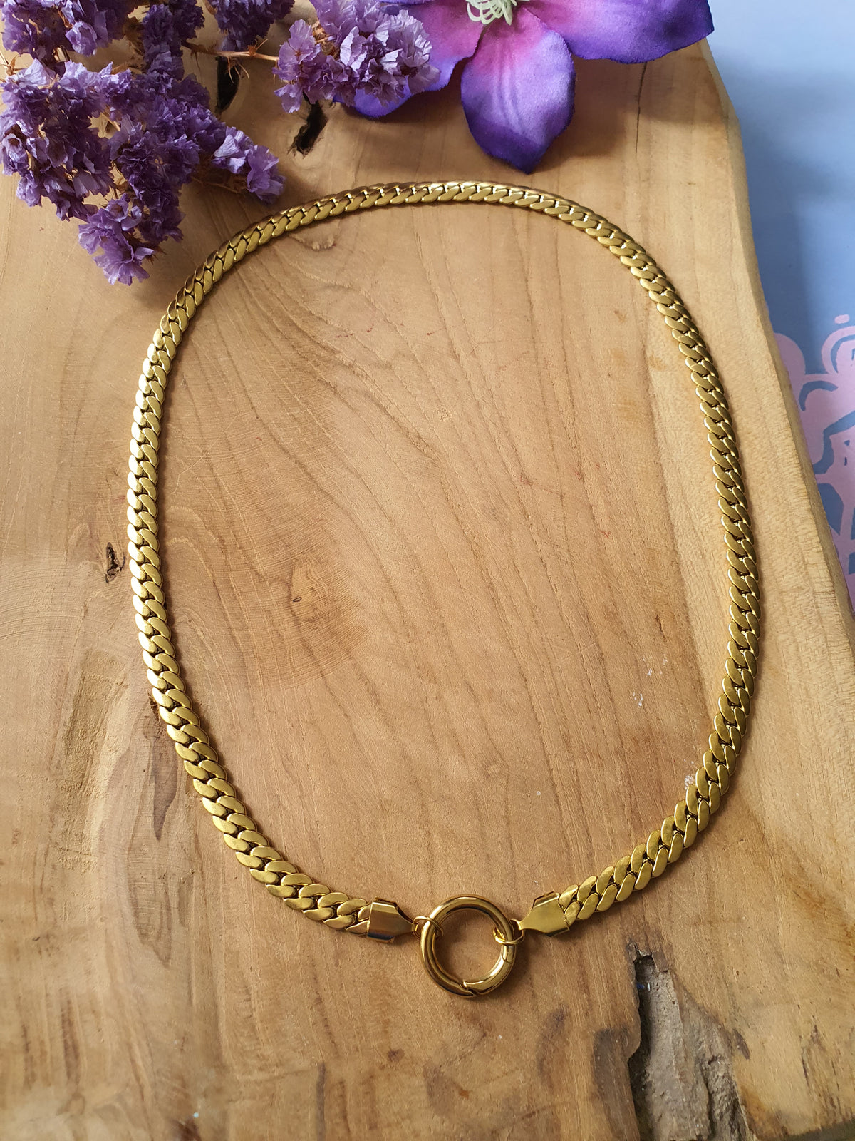 Basisketting RVS platte Cubaanse ketting &