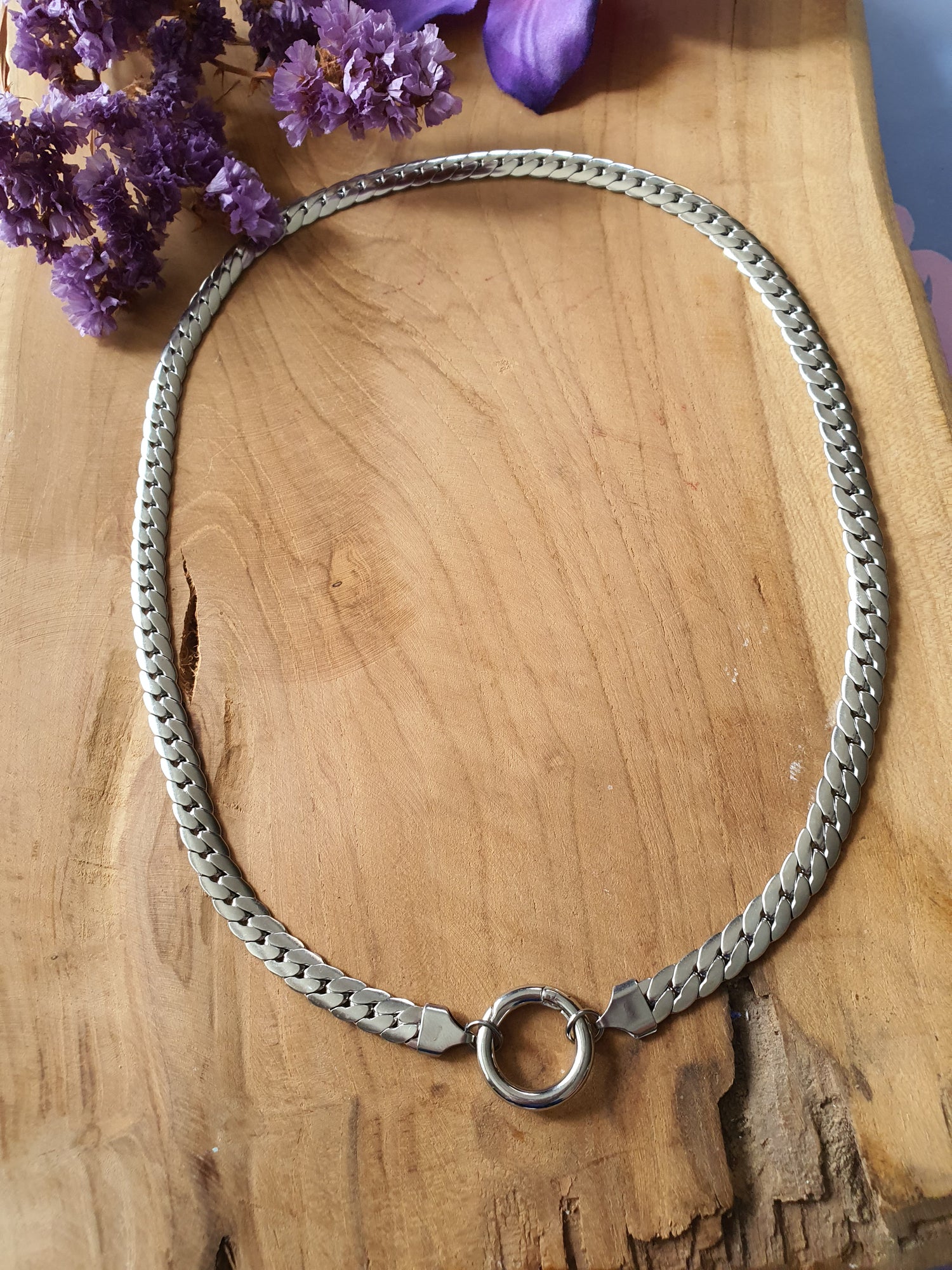 Basisketting RVS platte Cubaanse ketting &