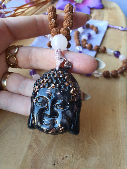 Edelstenen Mala Gouden Driehoek en Orgonite hanger &