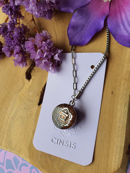 Cinsis Orgonite mix: orgonite Hanger 2 in 1 + RVS Zilver ketting nr 3021