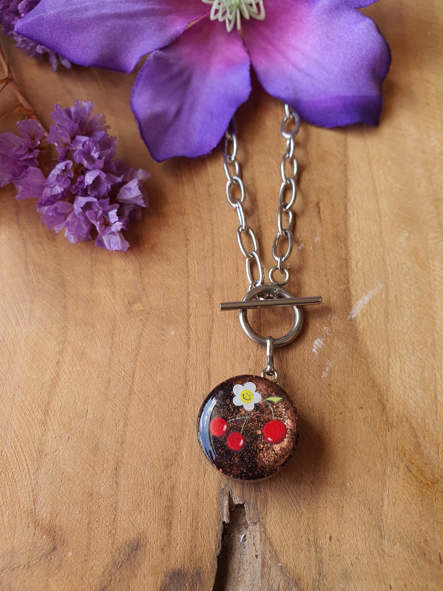 Cinsis Orgonite mix: orgonite Hanger 2 in 1 + RVS Zilver ketting nr 3008