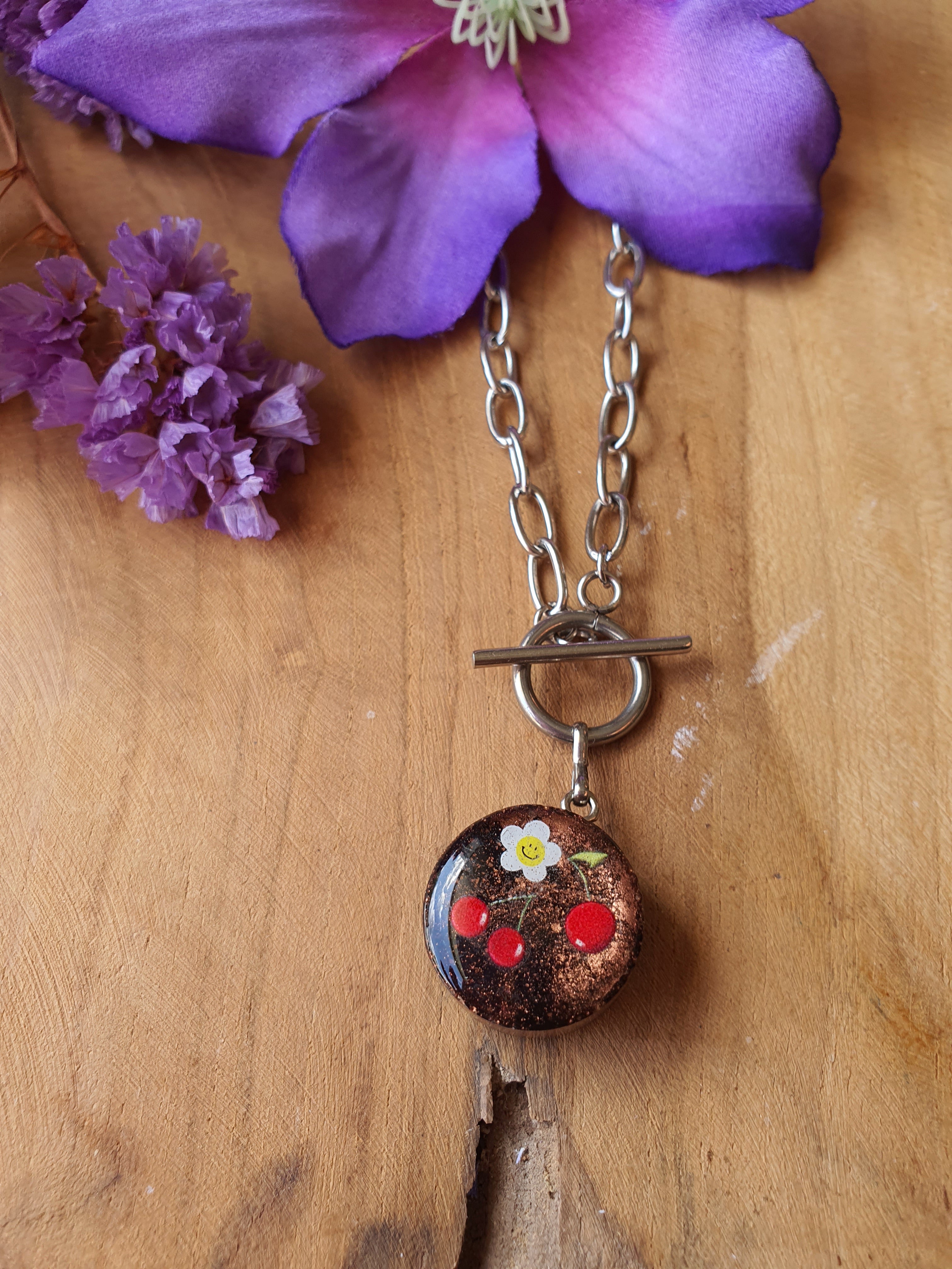 Cinsis Orgonite mix: orgonite Hanger 2 in 1 + RVS Zilver ketting nr 3008