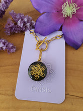 Cinsis Orgonite mix: orgonite Hanger 2 in 1 + RVS Goud ketting nr 3025 metatron kubus