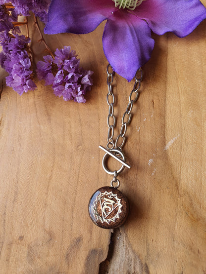 Cinsis Orgonite mix: orgonite Hanger 2 in 1 + RVS Zilver ketting nr 3012