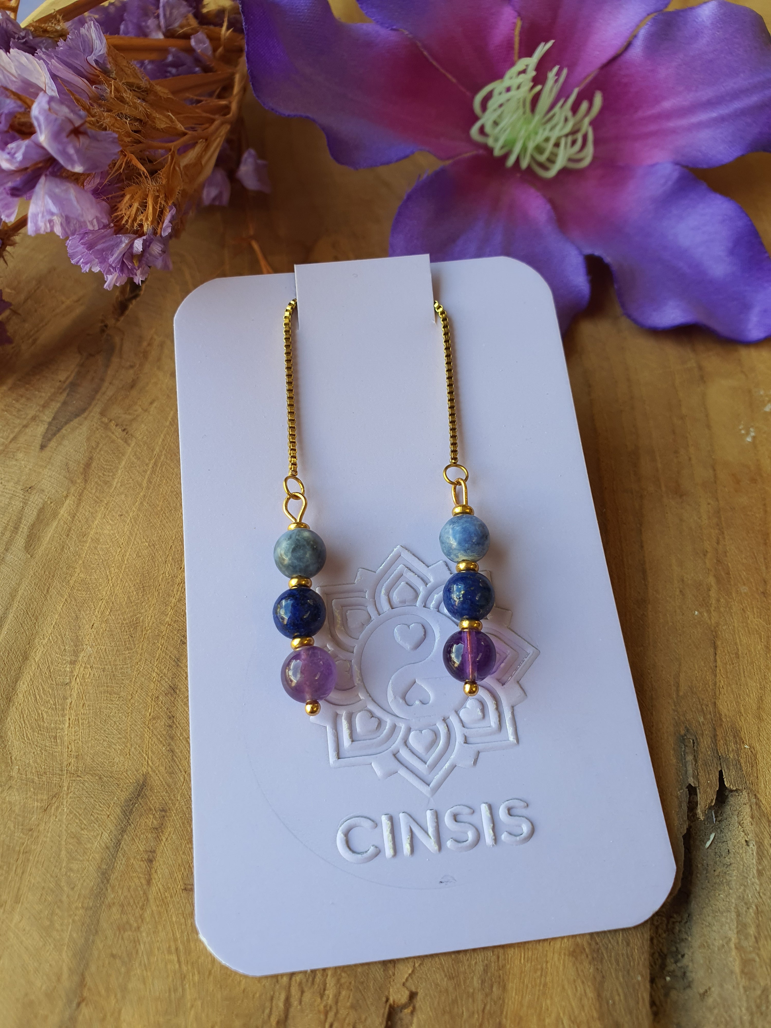 Derde Oogchakra oorhangers rvs goud